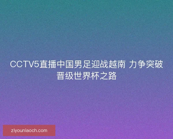 CCTV5直播中国男足迎战越南 力争突破晋级世界杯之路