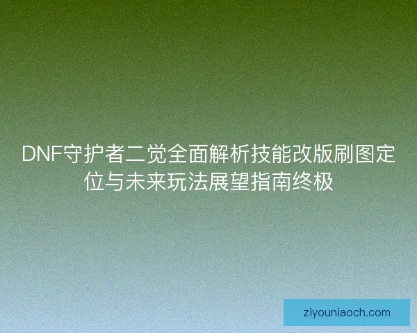 DNF守护者二觉全面解析技能改版刷图定位与未来玩法展望指南终极